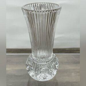 Fostoria Melissa Bud Vase Lead Crystal Ribbed Concave Thumb Print 4.75" Vintage